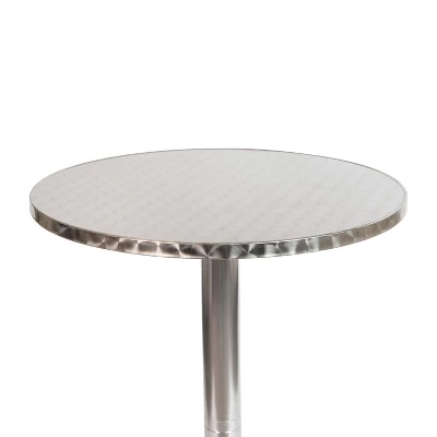 Emma And Oliver Indoor/Outdoor 23.5"H Aluminum Round Bar Height Table With Cross Base 6 Emma And Oliver Indoor/Outdoor 23.5"H Aluminum Round Bar Height Table With Cross Base - Image 4
