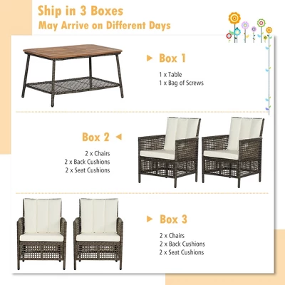 Costway 10PCS Patio Rattan Furniture Set Cushioned Sofa Armrest Wooden Tabletop 9 Costway 10PCS Patio Rattan Furniture Set Cushioned Sofa Armrest Wooden Tabletop - Image 7