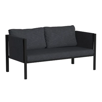 Merrick Lane Outdoor Love Seat/Sofa With Removable Fabric Cushions And Steel Frame 14 Merrick Lane Outdoor Love Seat/Sofa With Removable Fabric Cushions And Steel Frame - Image 12