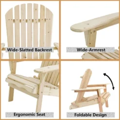 LuxenHome Unfinished Hemlock Wood Outdoor Adirondack Chair -Sunnydaze Decor Store GUEST 9f90bdbd 4d10 4855 abe4 9a072c0ae8fe