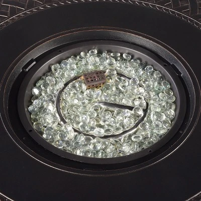 5pc Outdoor Dining Set With 34" Aluminum Round Weave Design Fire Table, Deep Seating Swivel Rocking Chairs & Covers - Oakland Living 7 5pc Outdoor Dining Set With 34" Aluminum Round Weave Design Fire Table, Deep Seating Swivel Rocking Chairs & Covers - Oakland Living - Image 5