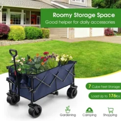 Costway Folding Collapsible Wagon Utility Garden Cart W/ Wide Wheels Adjustable Handle -Sunnydaze Decor Store GUEST a029ceb9 9336 4f02 90bc e697b1a51202