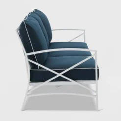 Kaplan Outdoor Metal Sofa White With Navy Cushions - Crosley 15 Kaplan Outdoor Metal Sofa White With Navy Cushions - Crosley -Sunnydaze Decor Store GUEST a0670878 c0f4 40e2 92ba c3043c53e620