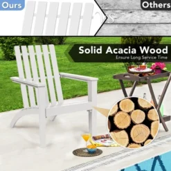Costway 3PCS Patio Adirondack Chair Side Table Set Solid Wood Garden Deck White -Sunnydaze Decor Store GUEST a08d6cb0 6ff5 4359 ac80 440f702c3957