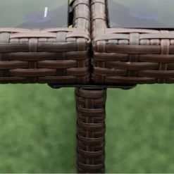 9pc Wicker Outdoor Dining Set With Cushion - Dark Brown/Beige - GODEER -Sunnydaze Decor Store GUEST a0aa324c 0a0d 42a2 9e22 575ad24fa2fd