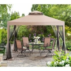 Sunjoy 10 X 10 Foot Hampton Soft Top Steel Supported Gazebo Shaded Canopy With Mosquito Netting For Large Outdoor Spaces And Backyards, Brown -Sunnydaze Decor Store GUEST a0edc3c2 d5e6 4671 9449 454c736ef4c7
