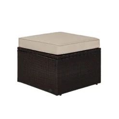 Palm Harbor Outdoor Wicker Ottoman - Sand - Crosley -Sunnydaze Decor Store GUEST a183a35f f08b 44bd 99d4 5d9ae54ba220