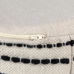 Northlight 18" Striped Cream And Black Outdoor Woven Pouf Ottoman -Sunnydaze Decor Store GUEST a239571e 92c4 44a5 a0b4 f486ca5d66cc