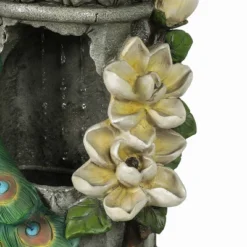 LuxenHome Resin Blue And Green Peacock Outdoor Fountain Garden Fountain With LED Light -Sunnydaze Decor Store GUEST a24e4a58 aa51 4eb4 870e fa4adc824a2e