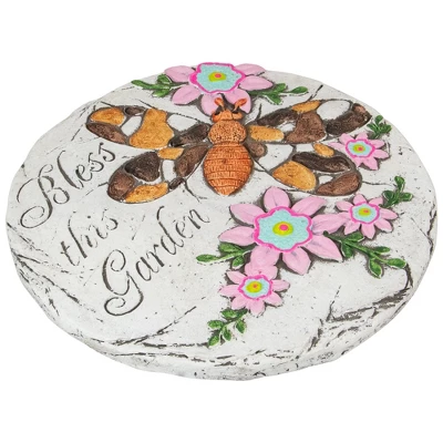 Northlight 10" Bless This Garden Outdoor Floral Garden Stone 4 Northlight 10" Bless This Garden Outdoor Floral Garden Stone - Image 2