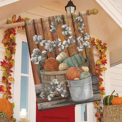 Pumpkins And Willows Autumn House Flag Primitive Fall 28" X 40" Briarwood Lane 4 Pumpkins And Willows Autumn House Flag Primitive Fall 28" X 40" Briarwood Lane - Image 2
