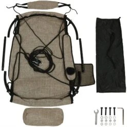 Sunnydaze Decor Sunnydaze Outdoor Olefin Hanging Hammock Chair Swing With Armrests, Side Pouch, Pillow, And Footrest - Beige -Sunnydaze Decor Store GUEST a2c60e3d 7134 4a5c ac2e 3f8353de1fad