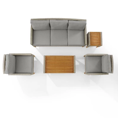 Capella 5pc Outdoor Wicker Sofa Set - Gray - Crosley 10 Capella 5pc Outdoor Wicker Sofa Set - Gray - Crosley - Image 8