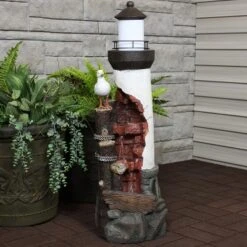 Sunnydaze Decor Sunnydaze 36"H Electric Polyresin Gull's Cove Lighthouse Outdoor Water Fountain With LED Light -Sunnydaze Decor Store GUEST a310b993 790b 482b 8ee3 f5b4e1fe9bb1