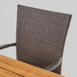 Cooper 6pc Acacia Wood And Wicker Dining Set - Brown - Christopher Knight Home -Sunnydaze Decor Store GUEST a316b825 0365 45a8 bbff c0afc44a3cb7