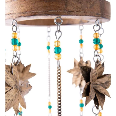 Wind & Weather Beaded Antiqued Bronze-Colored Poinsettia Blossom Wind Chime 6 Wind & Weather Beaded Antiqued Bronze-Colored Poinsettia Blossom Wind Chime - Image 4