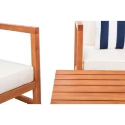 Montez 4pc Living Set With Accent Pillows - Natural/Beige/Navy - Safavieh -Sunnydaze Decor Store GUEST a44cca62 0565 4415 960e 12b98a0db41a