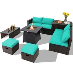 Tangkula 9PCS Outdoor Patio Furniture Set With 30" Propane Fire Pit Table PE Wicker Space-Saving Sectional Sofa Set W/ Storage Box & Cushions 30 Tangkula 9PCS Outdoor Patio Furniture Set With 30" Propane Fire Pit Table PE Wicker Space-Saving Sectional Sofa Set W/ Storage Box & Cushions -Sunnydaze Decor Store GUEST a5372c13 1053 456a b5e1 91a6c8ad45f3