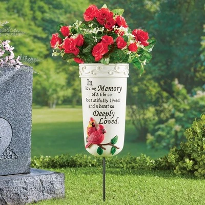 Collections Etc In Loving Memory Cardinal Memorial Garden Vase Stake Gray 3 Collections Etc In Loving Memory Cardinal Memorial Garden Vase Stake Gray