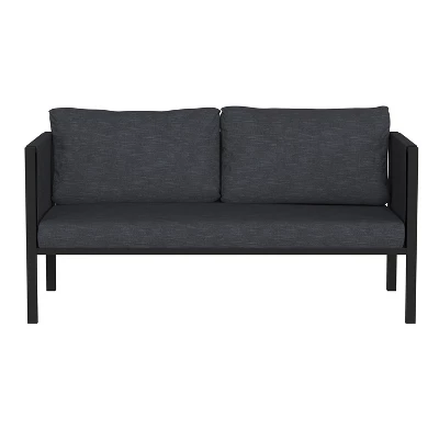 Merrick Lane Outdoor Love Seat/Sofa With Removable Fabric Cushions And Steel Frame 4 Merrick Lane Outdoor Love Seat/Sofa With Removable Fabric Cushions And Steel Frame - Image 2