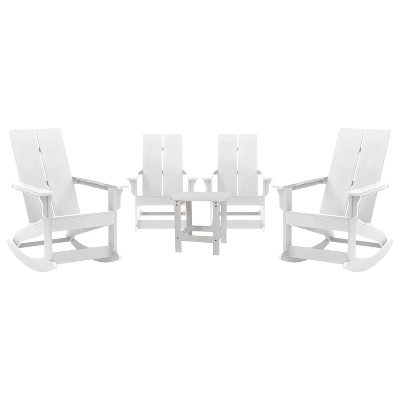 Merrick Lane Wellington 3 Piece Patio Furniture Set Includes All-Weather UV Treated Adirondack Rocking Chairs And Side Table 13 Merrick Lane Wellington 3 Piece Patio Furniture Set Includes All-Weather UV Treated Adirondack Rocking Chairs And Side Table - Image 11