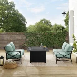 Kaplan 3pc Outdoor Conversation Set With Fire Table & 2 Loveseats - Mist - Crosley -Sunnydaze Decor Store GUEST a59c9b26 4951 4344 8d4c 19e5a8f6d1a5