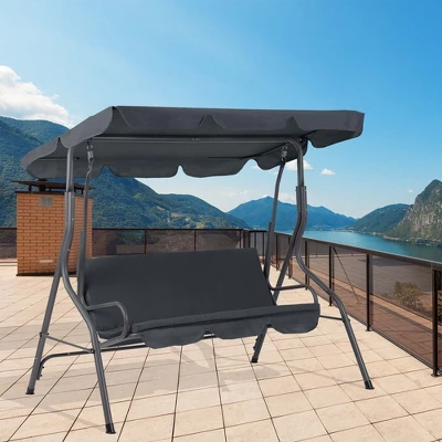 Aoodor 3 Seater Patio Porch Swing With Canopy 6 Aoodor 3 Seater Patio Porch Swing With Canopy - Image 4