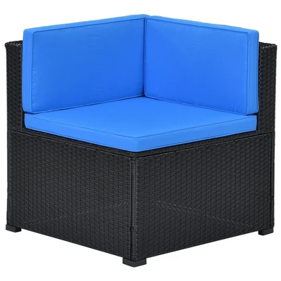 5pc Wicker Patio Sectional Seating Set With Cushions - Black/Blue - GODEER 13 5pc Wicker Patio Sectional Seating Set With Cushions - Black/Blue - GODEER - Image 11
