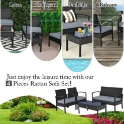 Tangkula 8PCS Rattan Wicker Outdoor Patio Cushioned Sofa Coffee Table Furniture Set -Sunnydaze Decor Store GUEST a6121b2d 1bf2 4059 a701 63d3a8e4fd3e