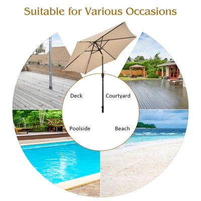 Costway 10Ft Outdoor Market Patio Table Umbrella Push Button Tilt Crank Lift BurgundyBeigeTanBlue 5 Costway 10Ft Outdoor Market Patio Table Umbrella Push Button Tilt Crank Lift BurgundyBeigeTanBlue - Image 3