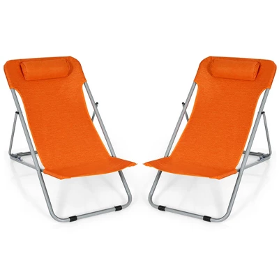 Costway Set Of 2 Beach Chair Portable 3-Position Lounge Chair W/ Headrest BlueGreenOrange 13 Costway Set Of 2 Beach Chair Portable 3-Position Lounge Chair W/ Headrest BlueGreenOrange - Image 11