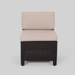 Waverly 6pc All Weather Faux Wicker Sectional Sofa Set - Brown/Beige - Christopher Knight Home -Sunnydaze Decor Store GUEST a640380d fb46 4612 a7bc 77118146901e