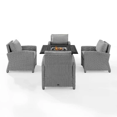 Bradenton 5pc Wicker Conversation Set With Fire Table - Gray - Crosley 4 Bradenton 5pc Wicker Conversation Set With Fire Table - Gray - Crosley - Image 2