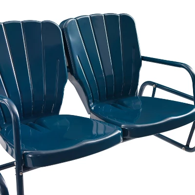 Ridgeland Outdoor Metal Loveseat Glider - Navy - Crosley 9 Ridgeland Outdoor Metal Loveseat Glider - Navy - Crosley - Image 7