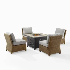 Bradenton 5pc Outdoor Wicker Armless Chair & Fire Table Set - Crosley -Sunnydaze Decor Store GUEST a6bedb2e aa5e 4e0b 9f2d 85ba9020c114