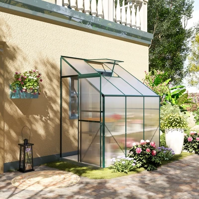 Outsunny Walk-In Garden Greenhouse Aluminum Polycarbonate With Roof Vent For Plants Herbs Vegetables 4 Outsunny Walk-In Garden Greenhouse Aluminum Polycarbonate With Roof Vent For Plants Herbs Vegetables - Image 2