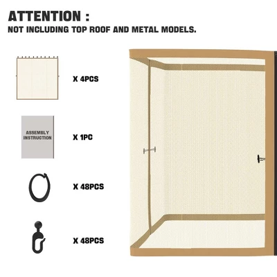 Aoodor Gazebo Netting Black 12' X 10' Polyester Screen Replacement 4 Panel Sidewalls For Patio (Only Netting) 4 Aoodor Gazebo Netting Black 12' X 10' Polyester Screen Replacement 4 Panel Sidewalls For Patio (Only Netting) - Image 2