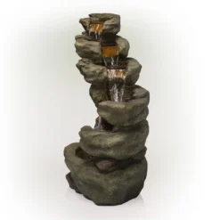 48" Resin Outdoor Multi-Tier Pristine Waterfall Fountain With LED Lights Dark Moss Green - Alpine Corporation 9 48" Resin Outdoor Multi-Tier Pristine Waterfall Fountain With LED Lights Dark Moss Green - Alpine Corporation -Sunnydaze Decor Store GUEST a6dfe4de 456e 487e 9db6 470700fc2b76