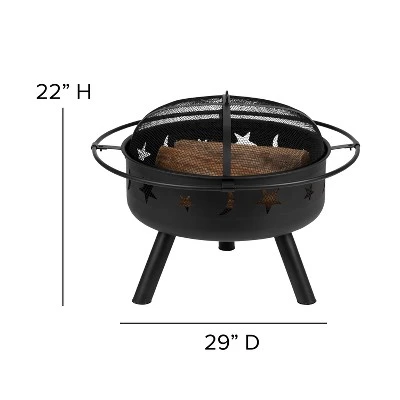 Emma And Oliver Five Piece Hartford Camping Set With Two Faux Wood Adirondack Chairs And Star And Moon Fire Pit With Mesh Cover 8 Emma And Oliver Five Piece Hartford Camping Set With Two Faux Wood Adirondack Chairs And Star And Moon Fire Pit With Mesh Cover - Image 6