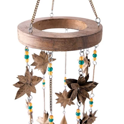 Wind & Weather Beaded Antiqued Bronze-Colored Poinsettia Blossom Wind Chime 4 Wind & Weather Beaded Antiqued Bronze-Colored Poinsettia Blossom Wind Chime - Image 2