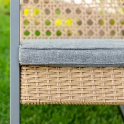 Komodo Modern Boho Faux Rattan & Metal Outdoor Rocking Chair With Cushion - Brown/Gray - Saracina Home -Sunnydaze Decor Store GUEST a71a9c37 cd34 445c 88c4 696410288c89