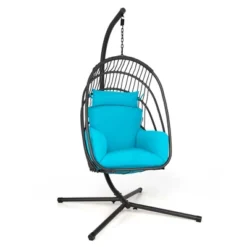Costway Hanging Folding Egg Chair With Stand Soft Cushion Pillow Swing Hammock TurquoiseGreyRed 24 Costway Hanging Folding Egg Chair With Stand Soft Cushion Pillow Swing Hammock TurquoiseGreyRed -Sunnydaze Decor Store GUEST a7354720 e24f 4e8f 9b0f feaef22b1d78