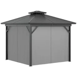 Outsunny 10' X 10' Metal Hardtop Gazebo With Mesh Sidewalls & Curtains, Double Roof Pavilion For Patio, Backyard, Deck, Porch, Gray -Sunnydaze Decor Store GUEST a74b9c73 4a73 4de2 bb37 7c0bc3a453c7