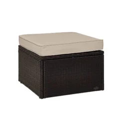 Palm Harbor Outdoor Wicker Ottoman - Sand - Crosley -Sunnydaze Decor Store GUEST a765644d 5bbf 4a77 8972 b731f287cd4f