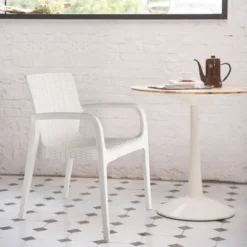 Koppla 2pk Stackable Rattan Outdoor Arm Chairs - Lagoon -Sunnydaze Decor Store GUEST a77386b9 dec0 4031 96b0 063a30a4b408