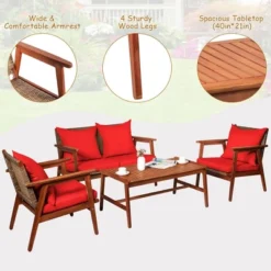 Costway 4PCS Patio Rattan Furniture Set Acacia Wood Frame Cushioned Sofa Chair 19 Costway 4PCS Patio Rattan Furniture Set Acacia Wood Frame Cushioned Sofa Chair -Sunnydaze Decor Store GUEST a81a5c1b 4c57 4d57 afaf 8909ec72f86a