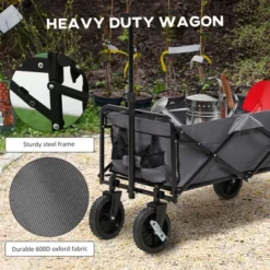Outsunny Collapsible Wagon, Graden Carts With Wheels, Adjustable Handle, Folding Table And Cup Holders, Dark Gray 10 Outsunny Collapsible Wagon, Graden Carts With Wheels, Adjustable Handle, Folding Table And Cup Holders, Dark Gray -Sunnydaze Decor Store GUEST a82e1ba0 5efd 460b 8260 8628e4052490