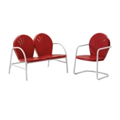 Griffith 2pc Outdoor Seating Set - Bright Red - Crosley -Sunnydaze Decor Store GUEST a8d69f37 b3f0 40b1 97ec 2b207daa1ea8