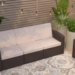 Merrick Lane Outdoor Furniture Resin Sofa Chocolate Brown Faux Rattan Wicker Pattern Patio 3-Seat Sofa With All-Weather Beige Cushions 16 Merrick Lane Outdoor Furniture Resin Sofa Chocolate Brown Faux Rattan Wicker Pattern Patio 3-Seat Sofa With All-Weather Beige Cushions -Sunnydaze Decor Store GUEST a8ea56fa 3fde 4772 939c 4923b7bcbf35