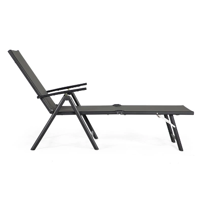 Jomeed Chaise Outdoor Reclining Adjustable Folding Lightweight Beach Patio Lounge Chair With 7 Back Reclining And 2 Leg Positions, Gray 4 Jomeed Chaise Outdoor Reclining Adjustable Folding Lightweight Beach Patio Lounge Chair With 7 Back Reclining And 2 Leg Positions, Gray - Image 2